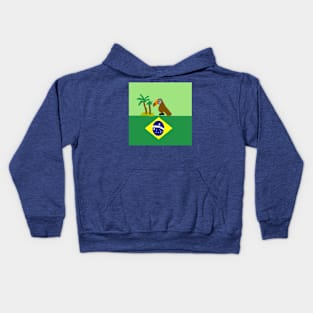 Sporty Brazil Design on Blue Background Kids Hoodie